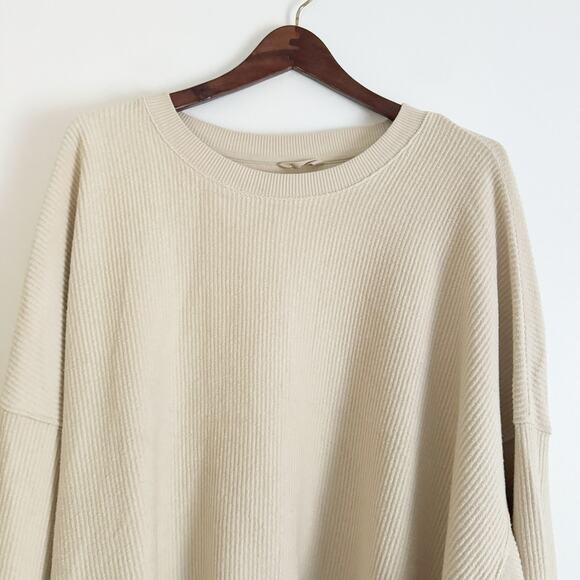 AERIE Love Corded Cropped Crewneck Sweatshirt Tan XXL - Picture 4 of 9